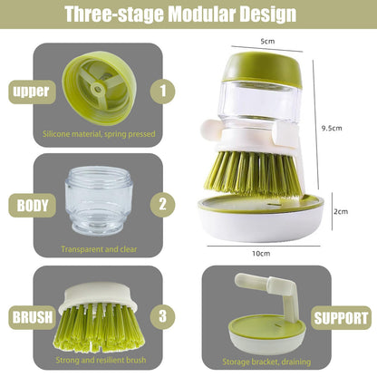 Soap Dispensing Dish & Pot Brush with Stand