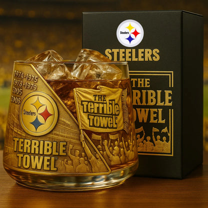⏰Last Day Promotion 49% OFF -Steel City Glory Whiskey Glass – Raise a Toast to Black & Gold Pride -c🥃