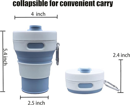 Silicone Collapsible Travel Mug Blue 15oz / 450ml