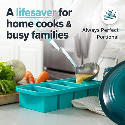 Silicone Freezer Molds With Lids - Easy Meal Prep Container and Kitchen Storage Solution