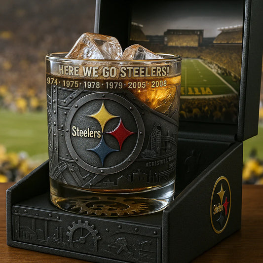 ⏰Last Day Promotion 49% OFF -Steel City Glory Whiskey Glass – Raise a Toast to Black & Gold Pride -c🥃